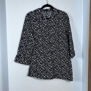 New Directions Black and White Polkadot Blouse.